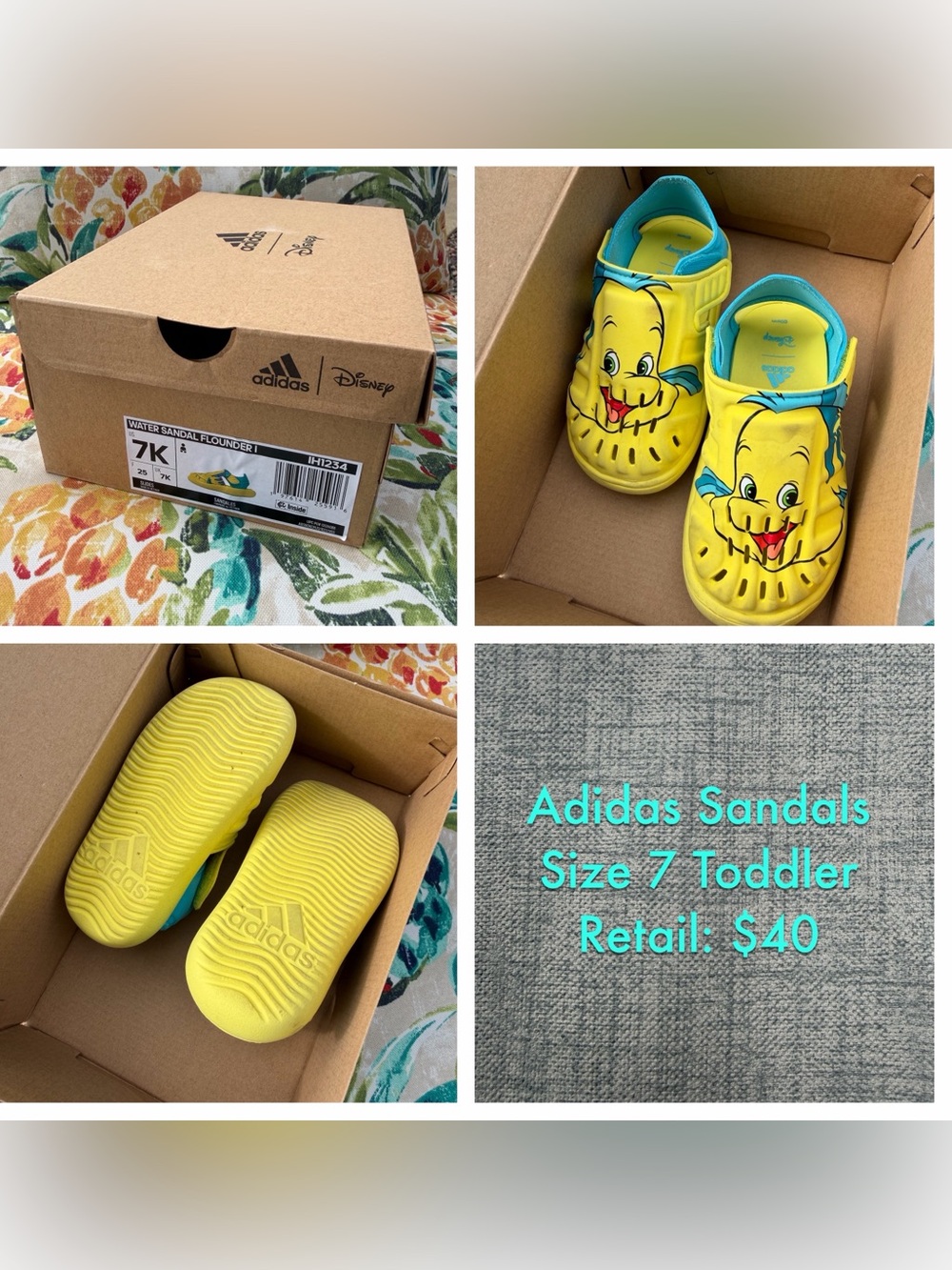 Adidas x Disney Flounder Toddler Sandals - Size 7